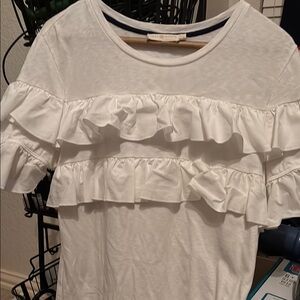 Tory Burch White Ruffled Blouse